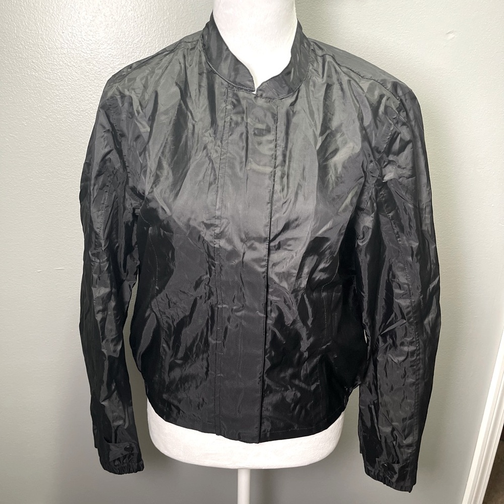 Harley Davidson Women's Black Velcro Zip‎ Up Windbreaker Jacket Size Medium
